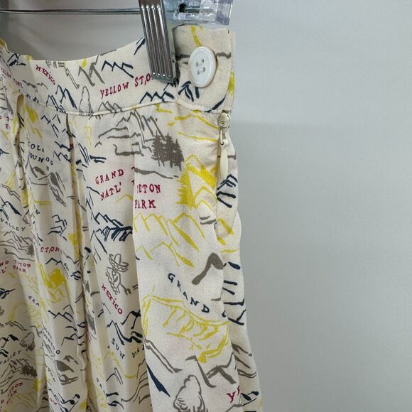 BAND OF OUTSIDERS Boy. Cream Yellow National Parks Map Silk Mini Skirt Size M 2 - Picture 3 of 6